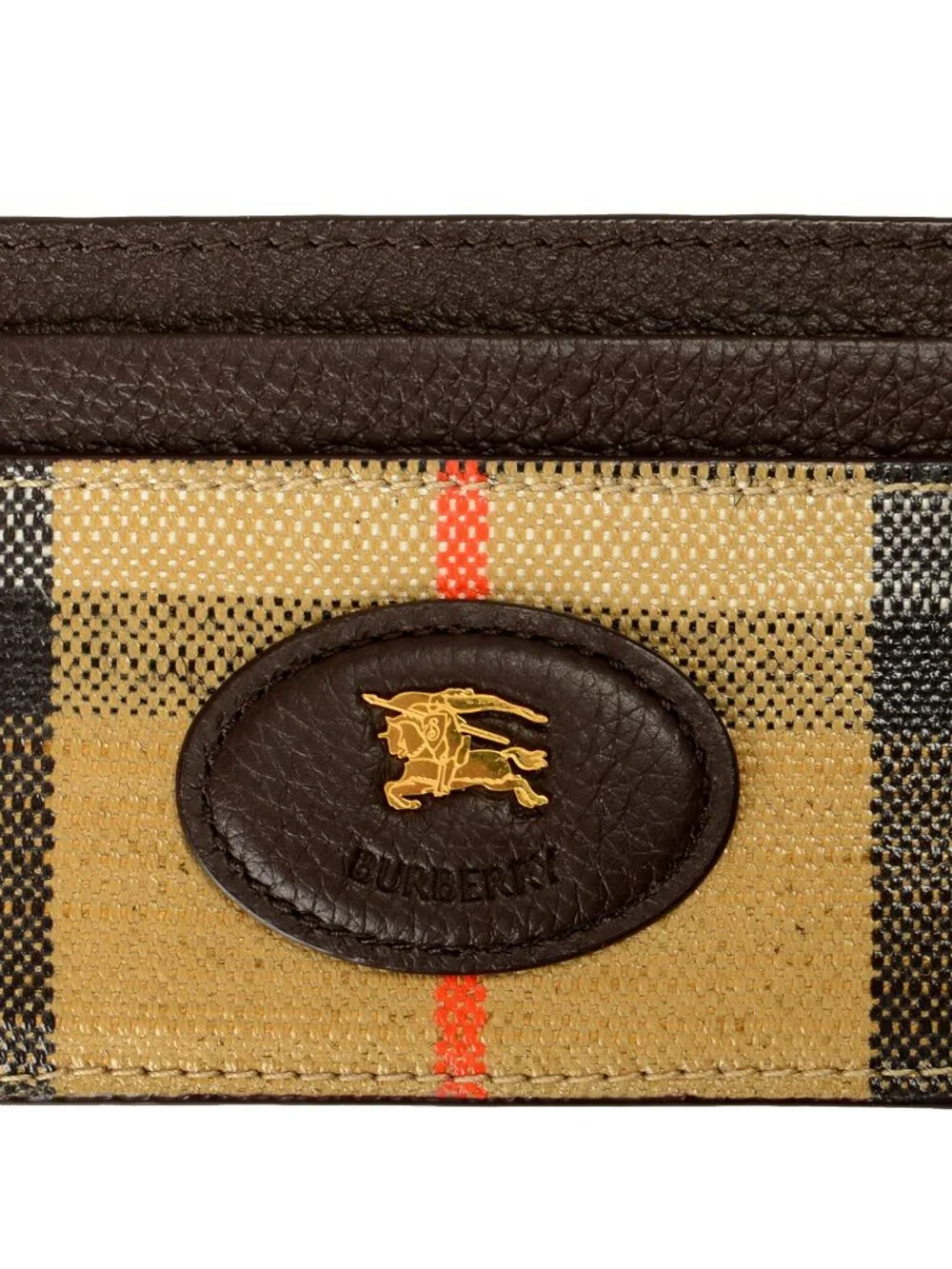 Burberry Unisex Signature Check 100% Pebbled Leather Logo Card Case